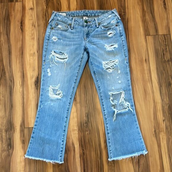 True Religion Karlie Cropped Low Rise Bell Bottom Jeans - Picture 4 of 6